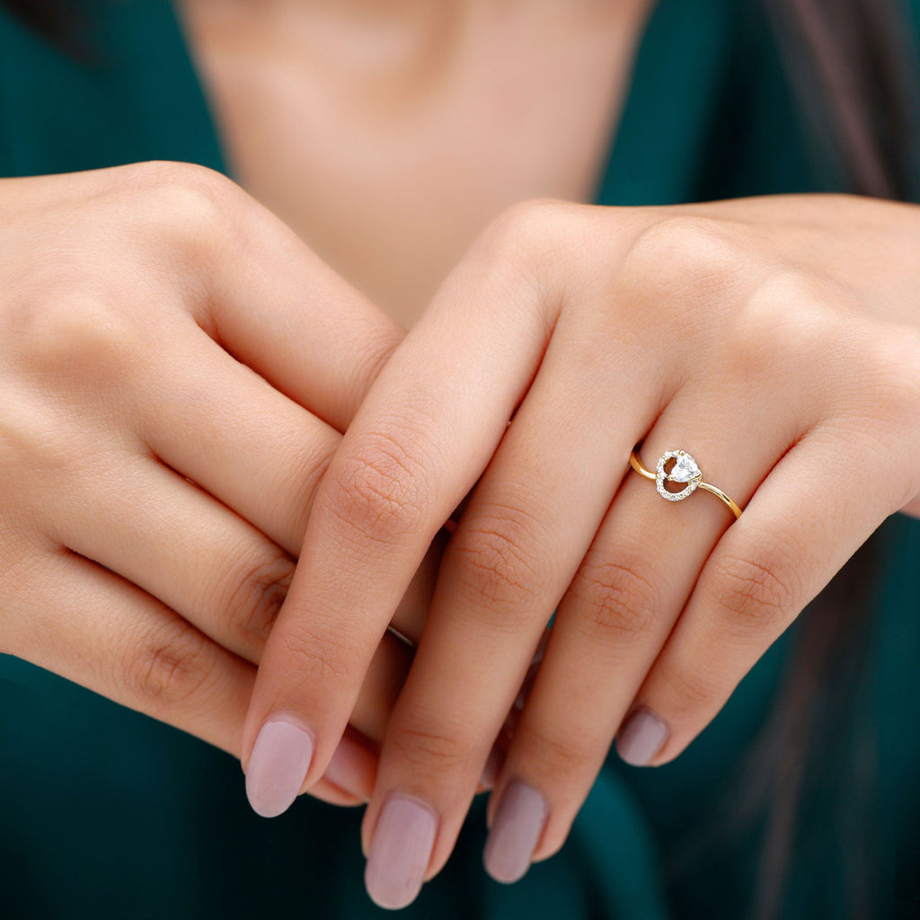 Certified Moissanite Heart Promise Ring for Her