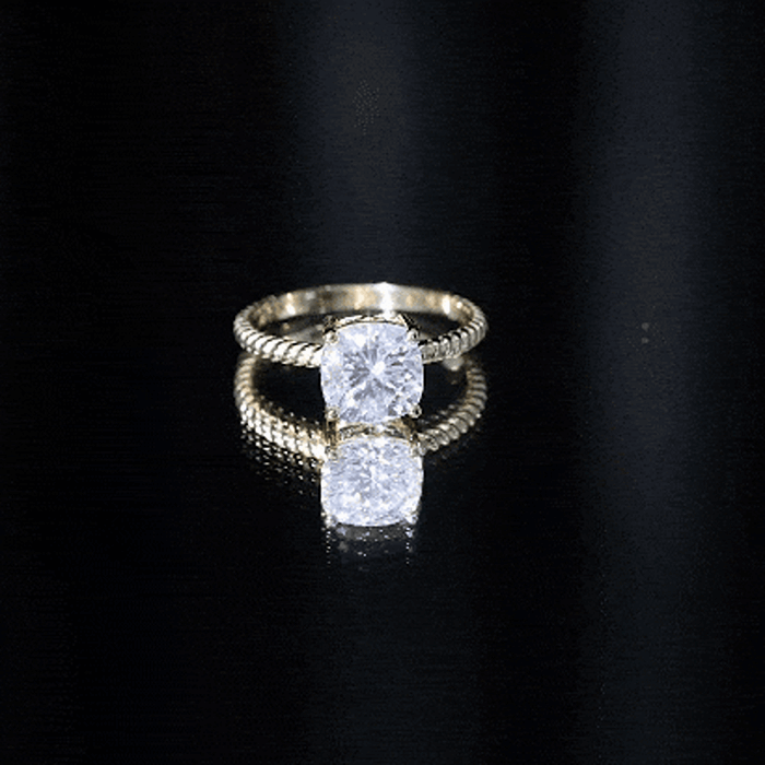 3.25 CT Certified Moissanite Solitaire Ring with Twisted Rope