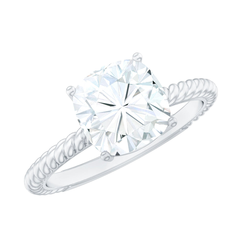 3.25 CT Certified Moissanite Solitaire Ring with Twisted Rope
