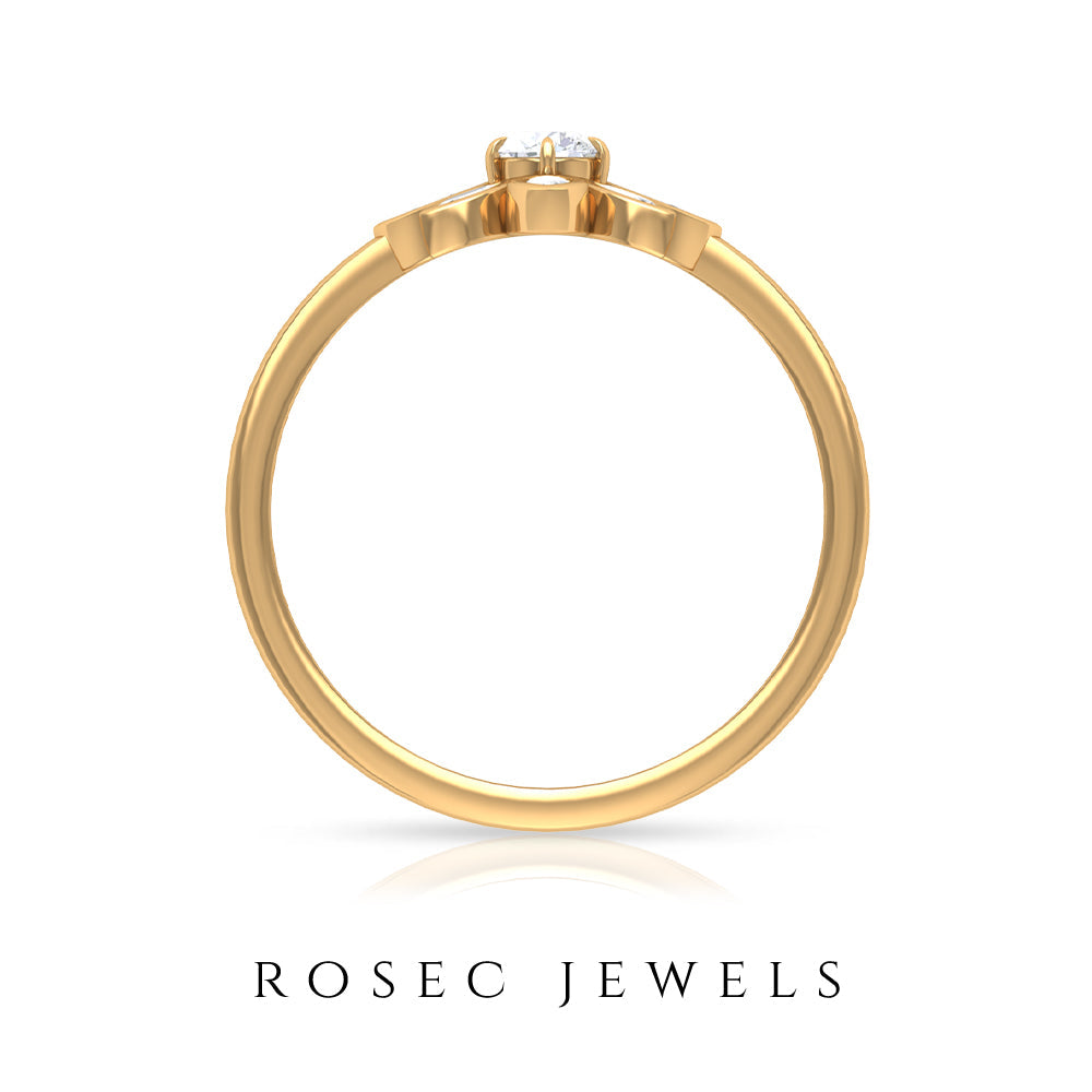 Round and Marquise Zircon Flower Ring