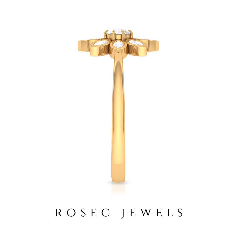 Round and Marquise Zircon Flower Ring
