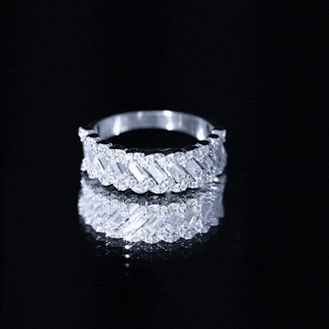 Baguette and Round Cut Zircon Braided Anniversary Ring