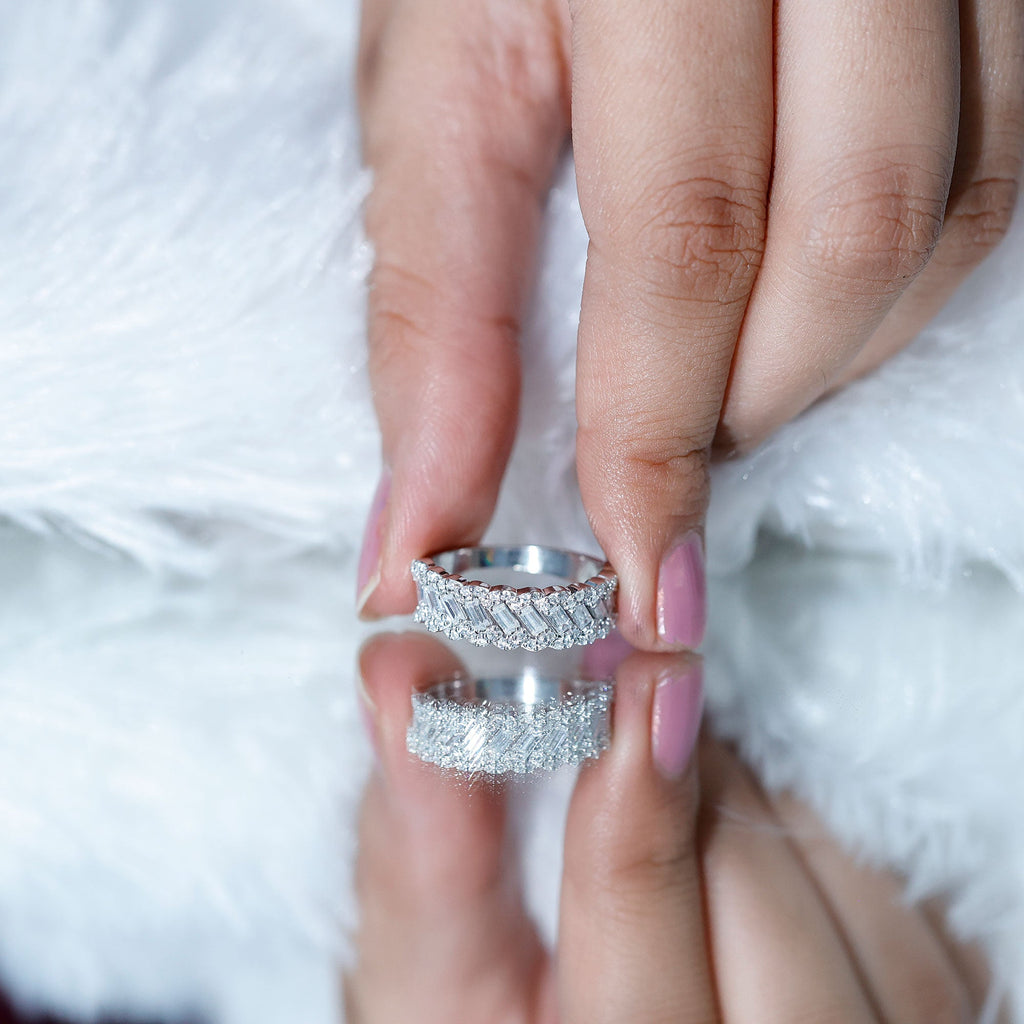 Baguette and Round Cut Zircon Braided Anniversary Ring