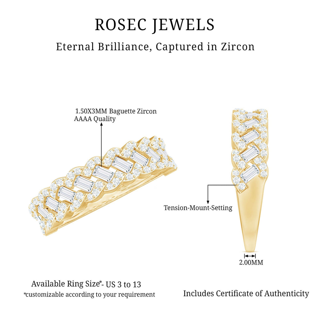 Baguette and Round Cut Zircon Braided Anniversary Ring