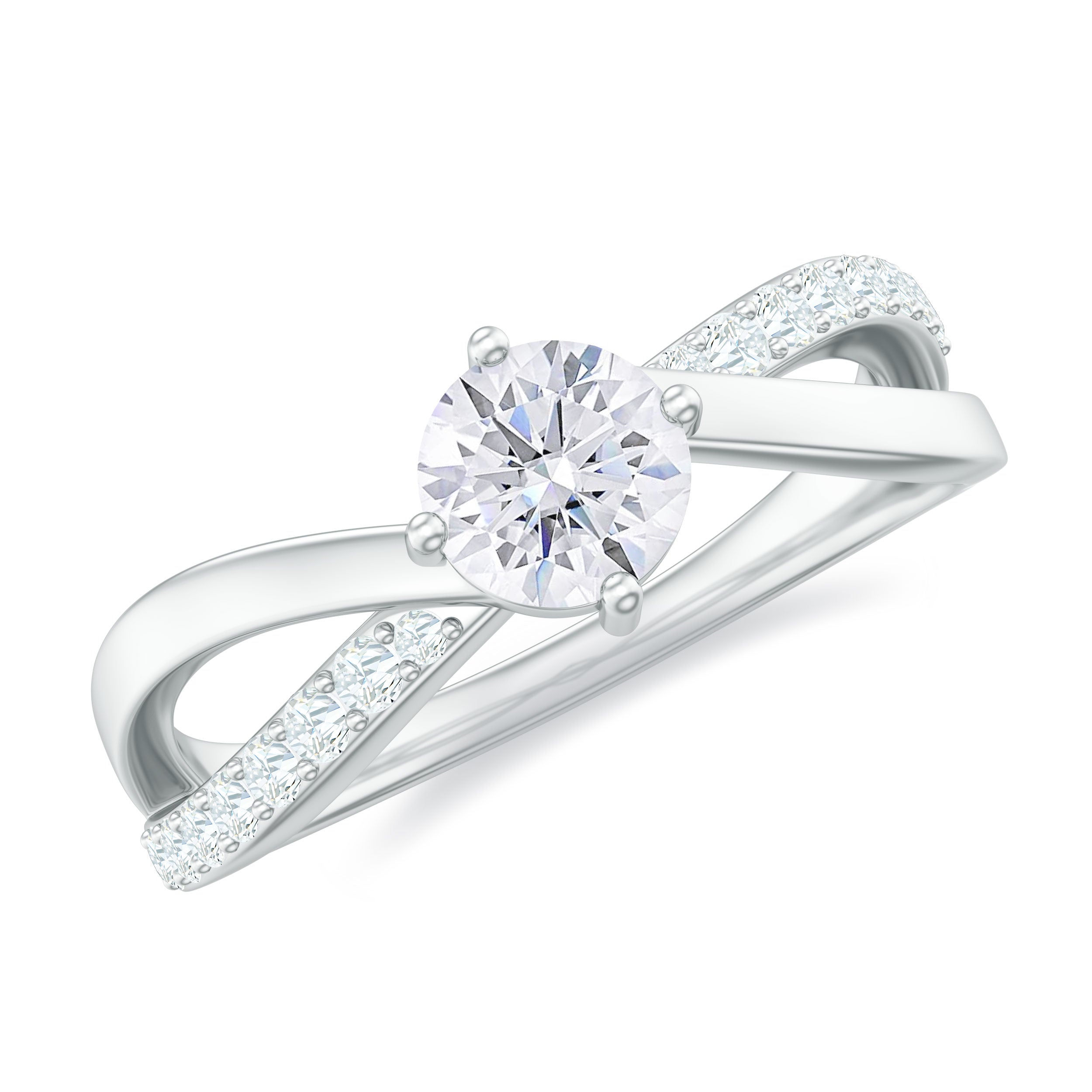 Round Cut Zircon Infinity Solitaire Ring in Prong Setting