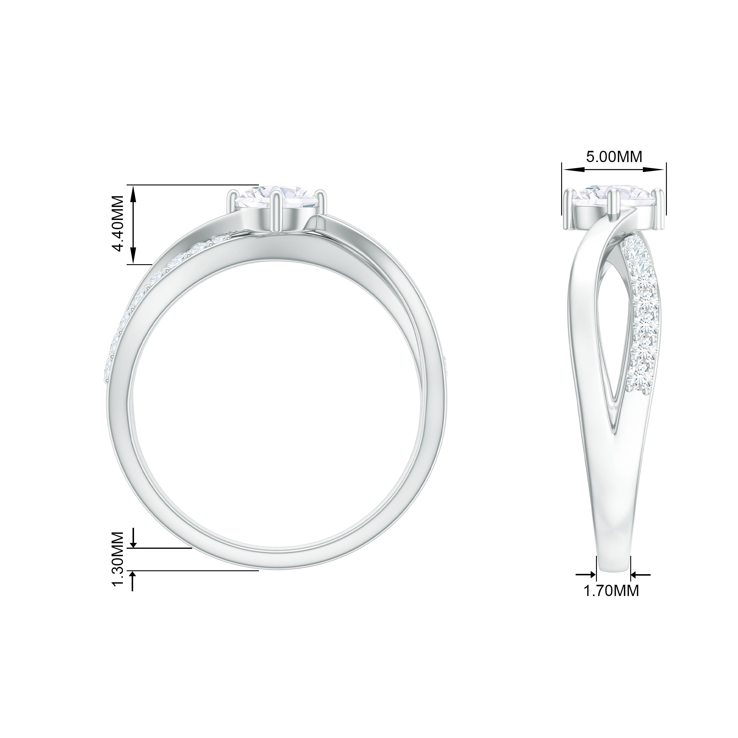 Round Cut Zircon Infinity Solitaire Ring in Prong Setting