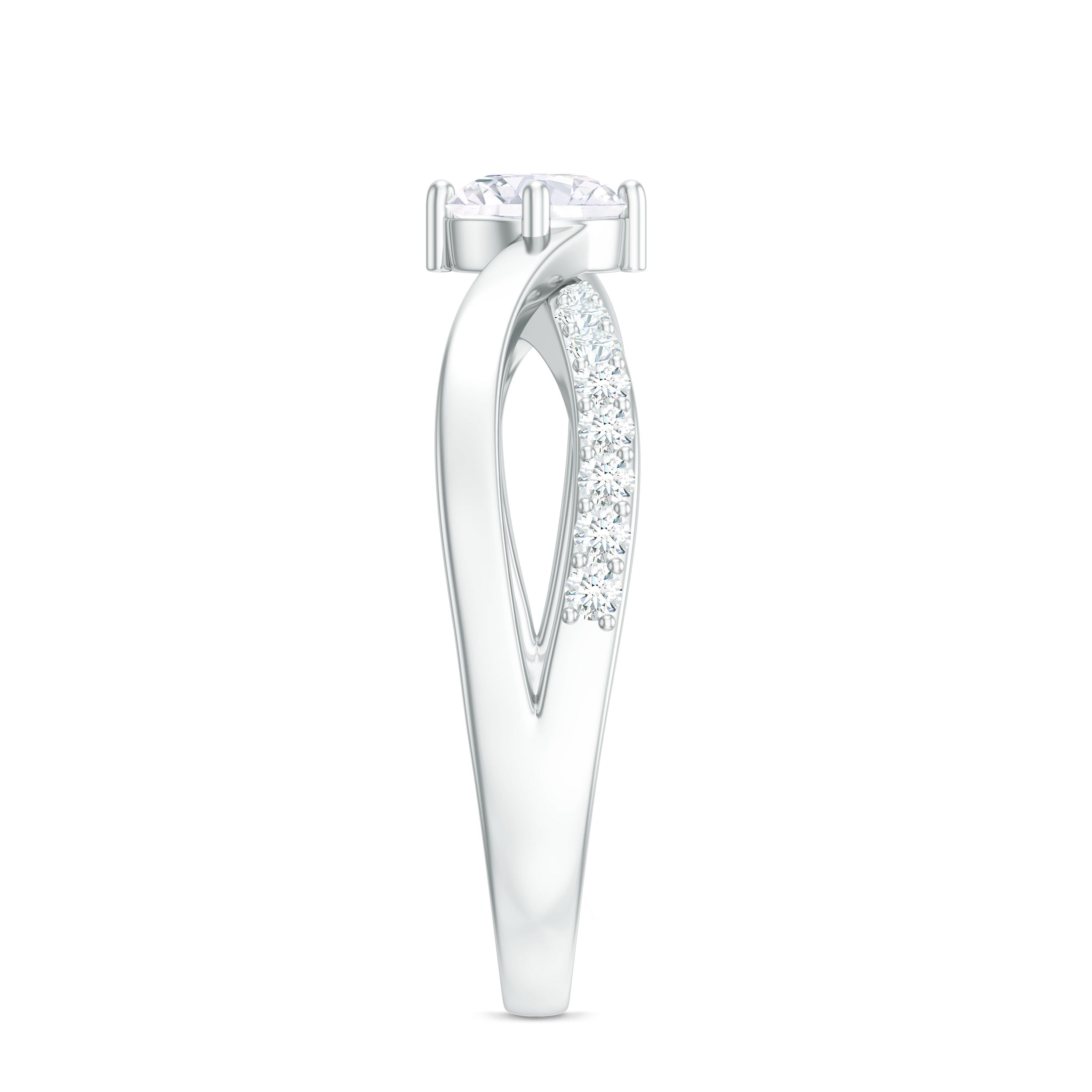Round Cut Zircon Infinity Solitaire Ring in Prong Setting