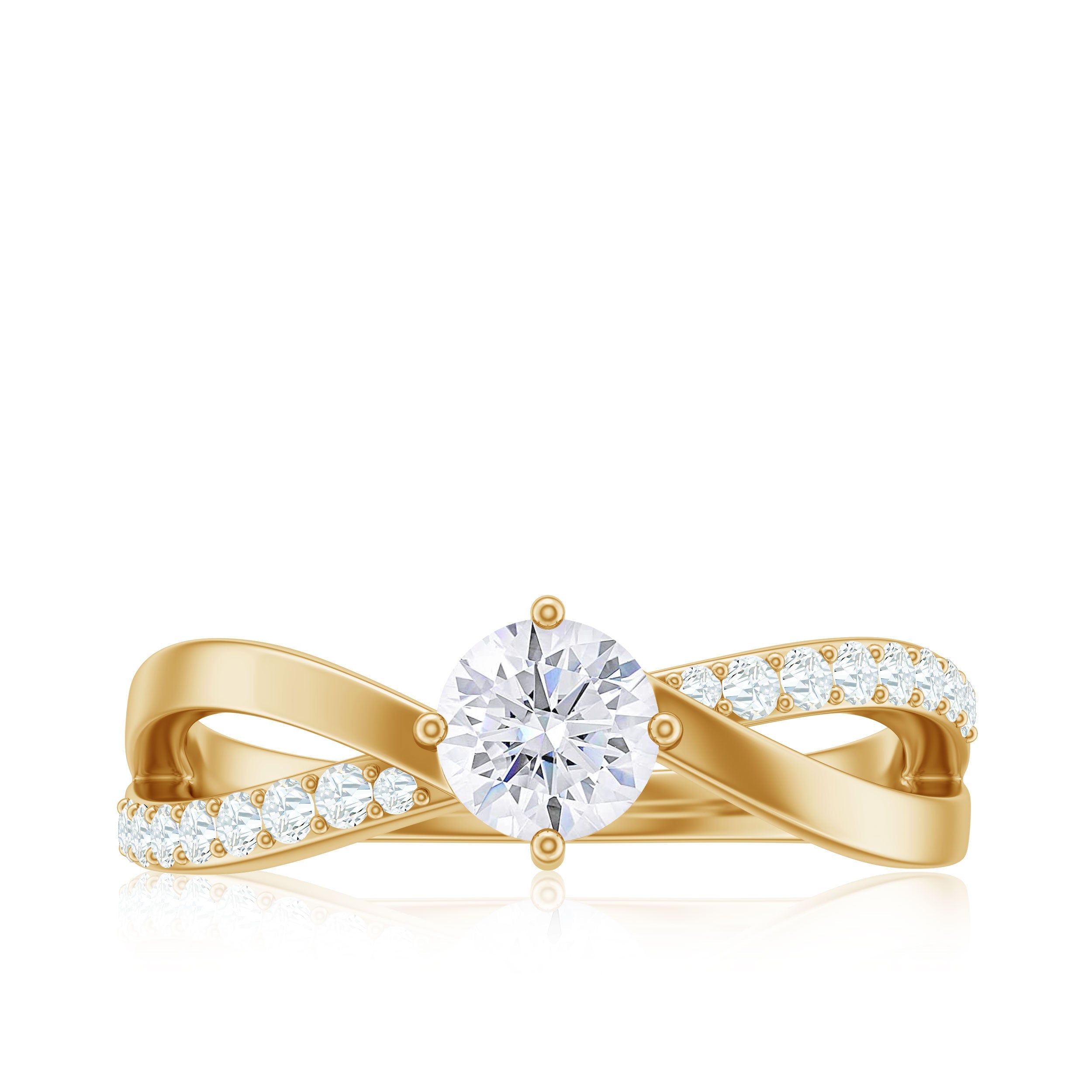 Round Cut Zircon Infinity Solitaire Ring in Prong Setting