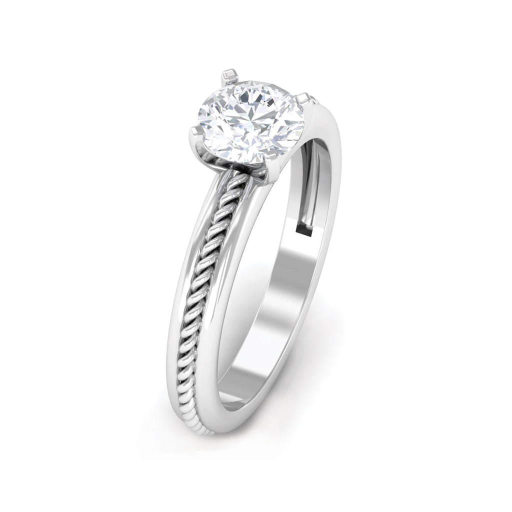 Cubic Zirconia Solitaire Twisted Rope Ring in Square Prong Setting