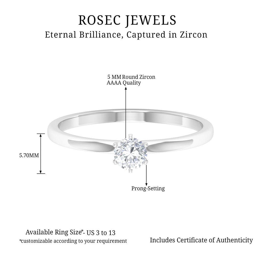 5 MM Round Zircon Solitaire Promise Ring