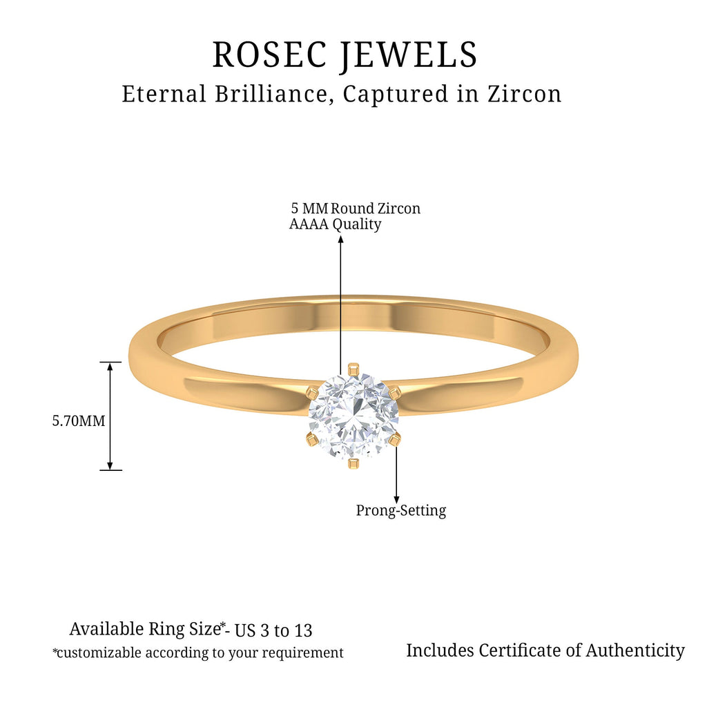 5 MM Round Zircon Solitaire Promise Ring