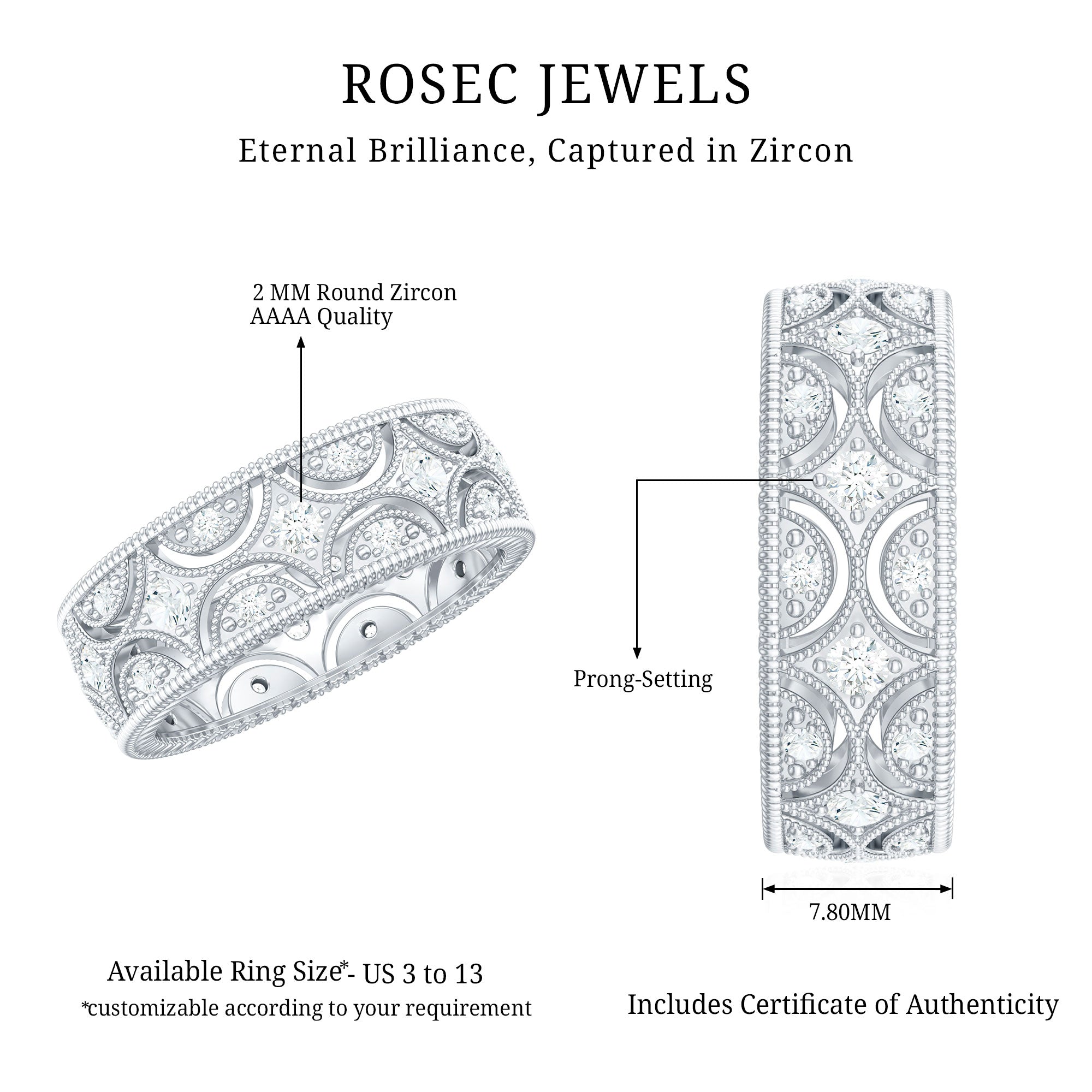 Zircon Designer Cut Out Wedding Band Ring