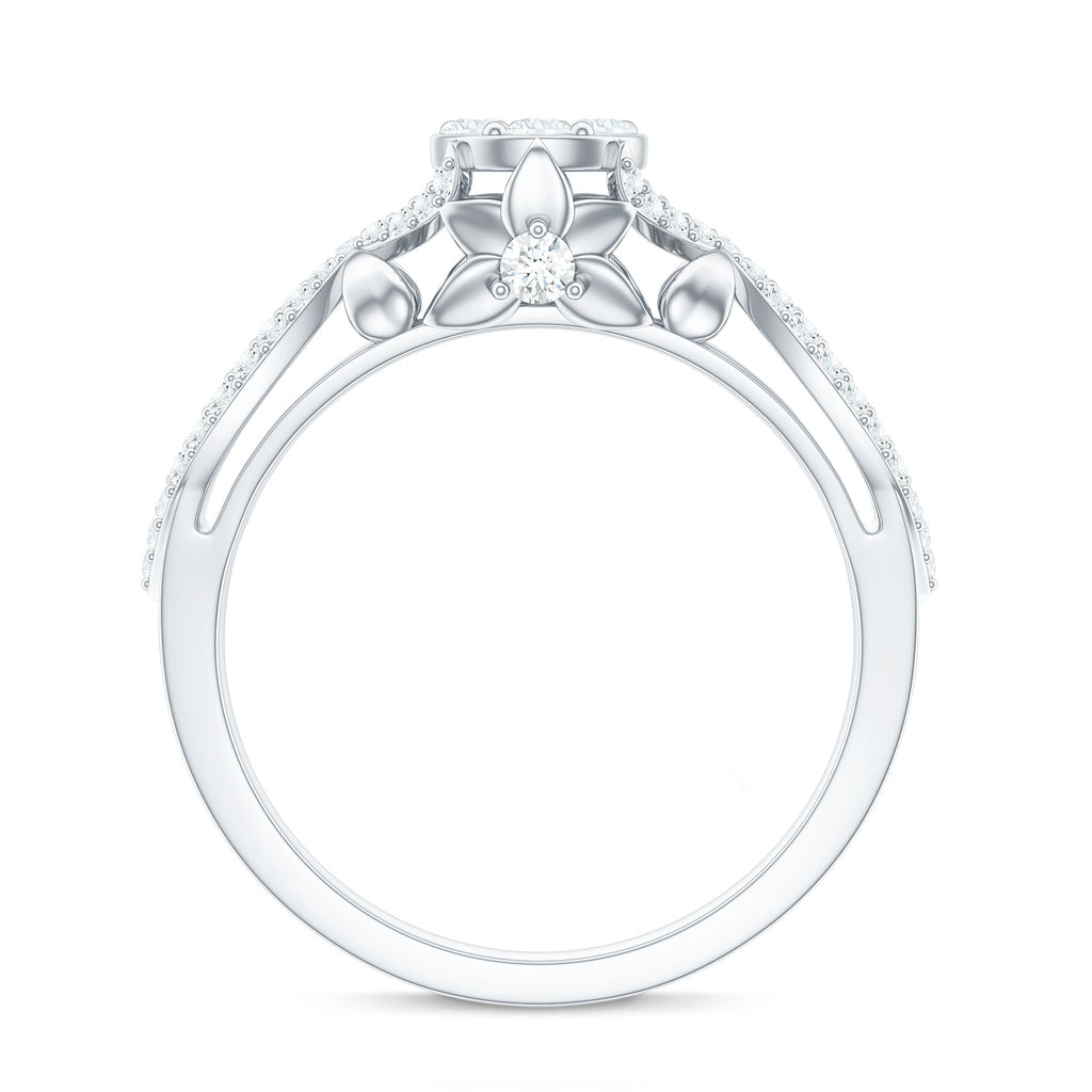 3/4 CT Cubic Zirconia Designer Engagement Ring in Gold