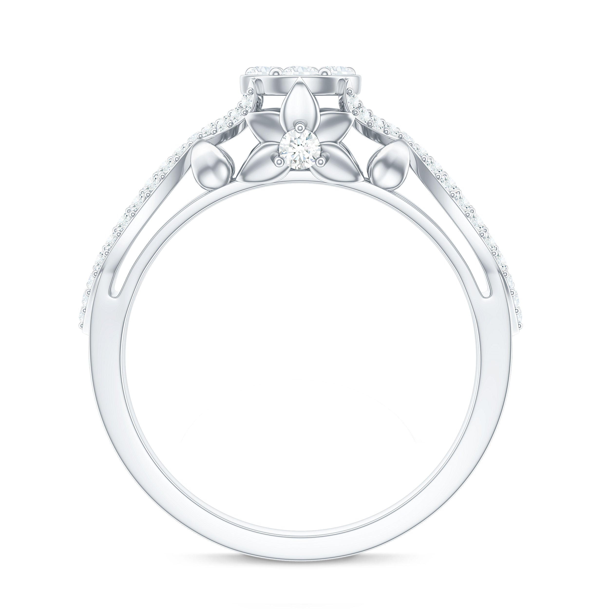 3/4 CT Cubic Zirconia Designer Engagement Ring in Gold