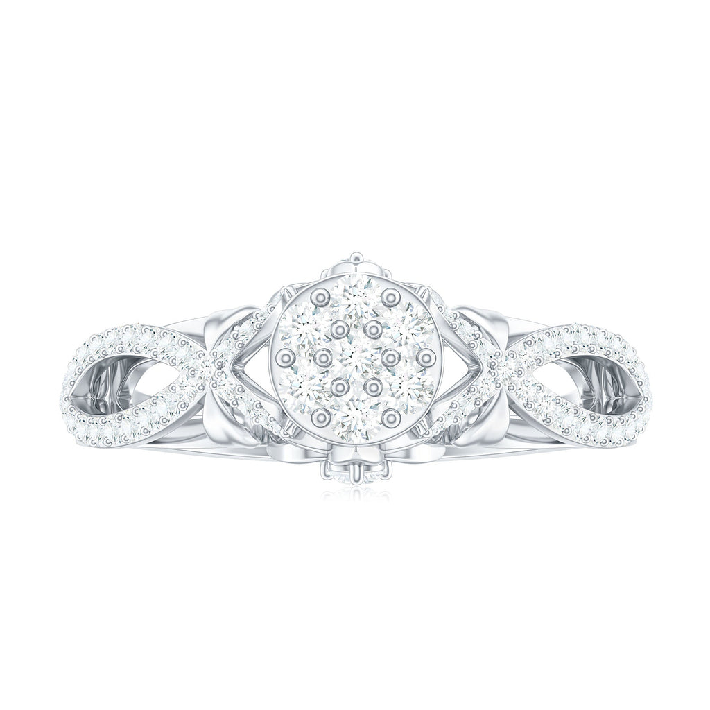 3/4 CT Cubic Zirconia Designer Engagement Ring in Gold