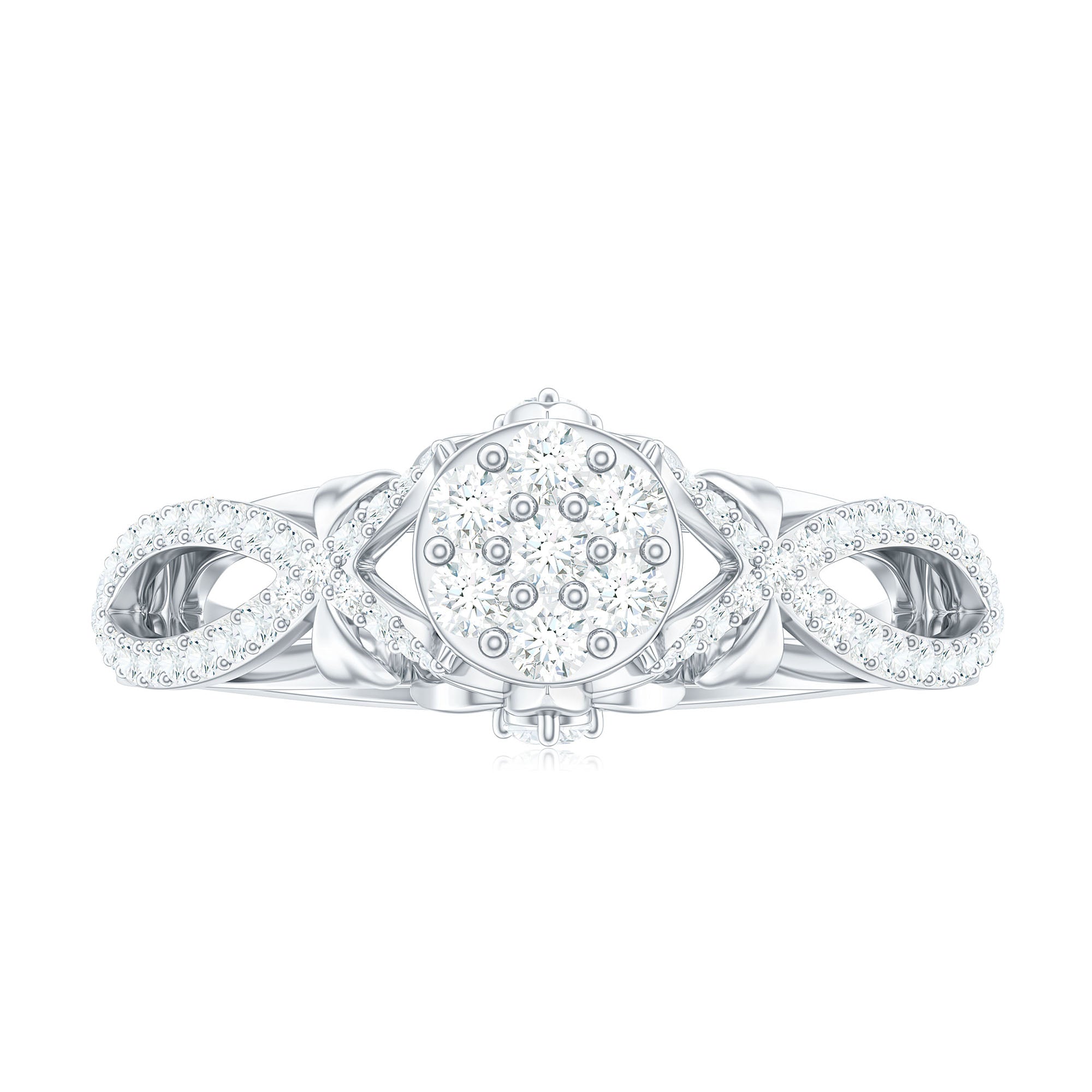 3/4 CT Cubic Zirconia Designer Engagement Ring in Gold