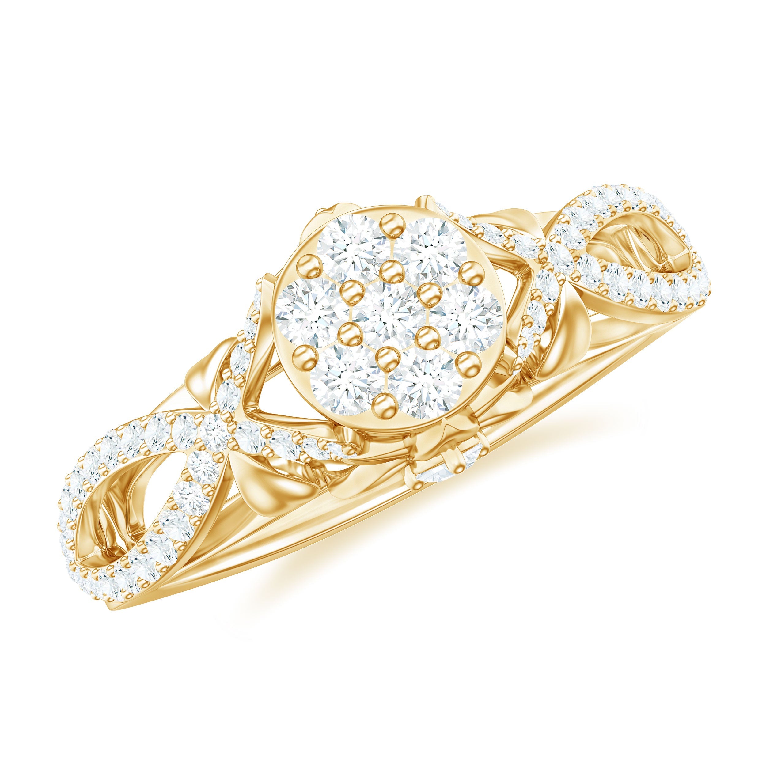 3/4 CT Cubic Zirconia Designer Engagement Ring in Gold