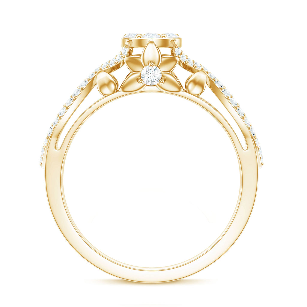 3/4 CT Cubic Zirconia Designer Engagement Ring in Gold