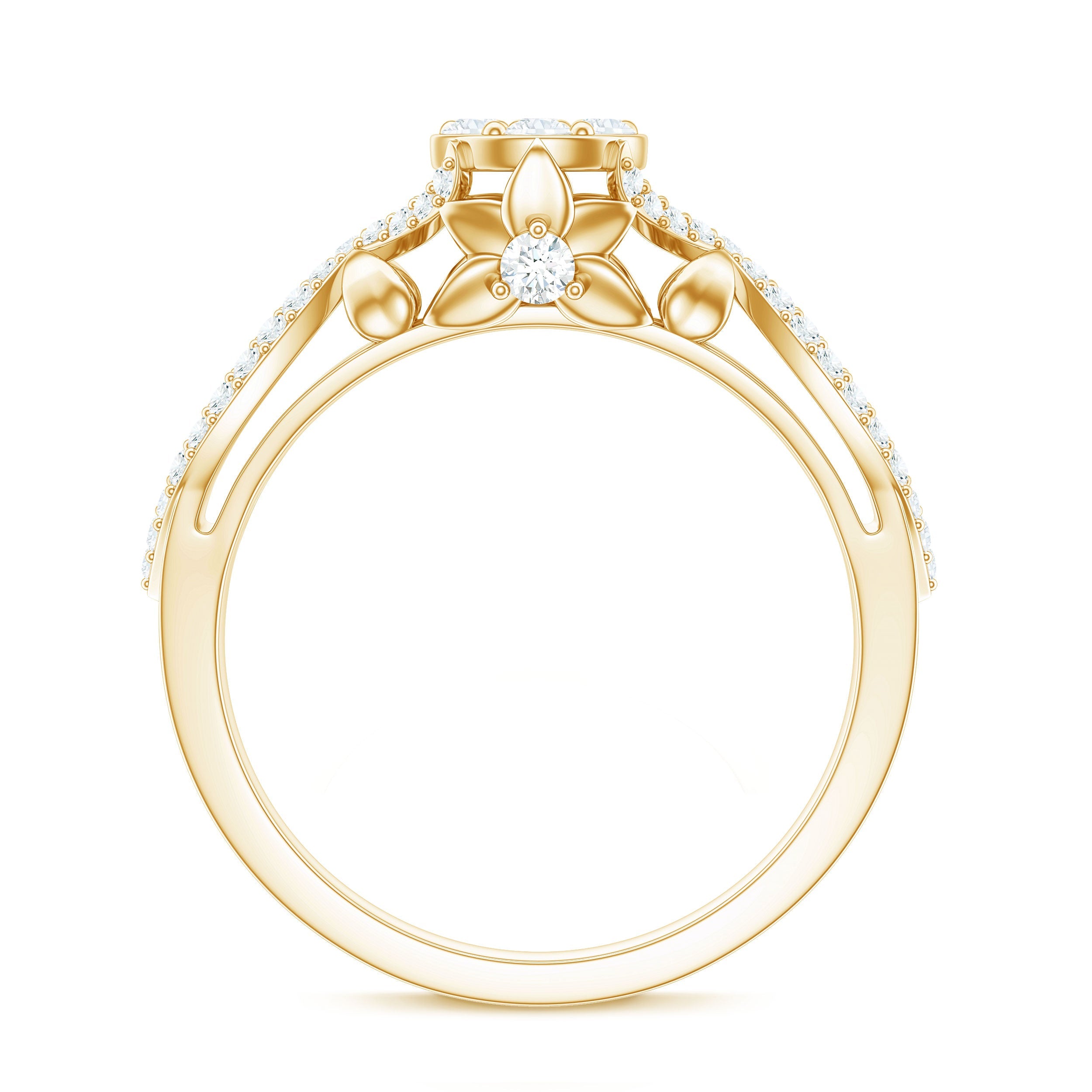 3/4 CT Cubic Zirconia Designer Engagement Ring in Gold