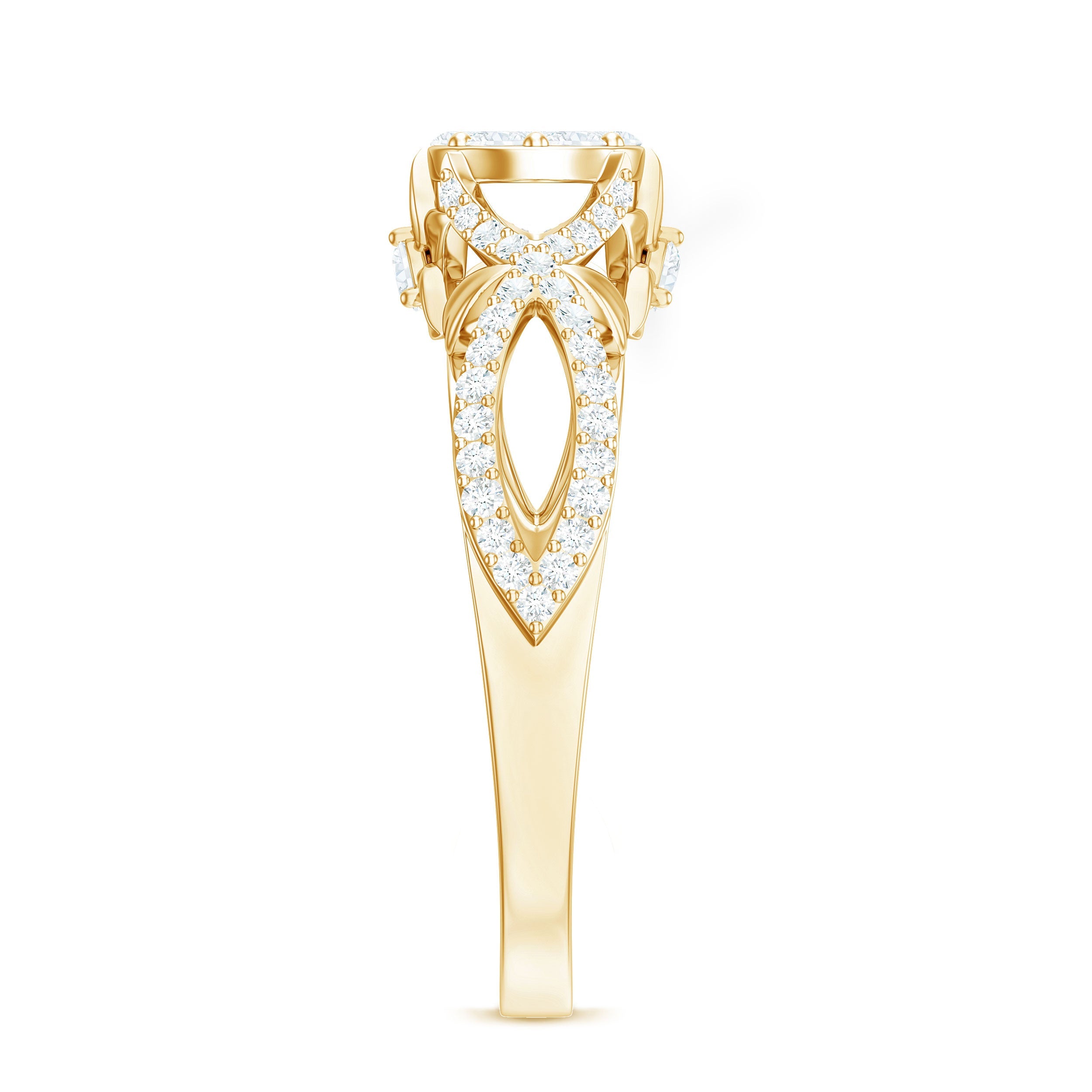 3/4 CT Cubic Zirconia Designer Engagement Ring in Gold