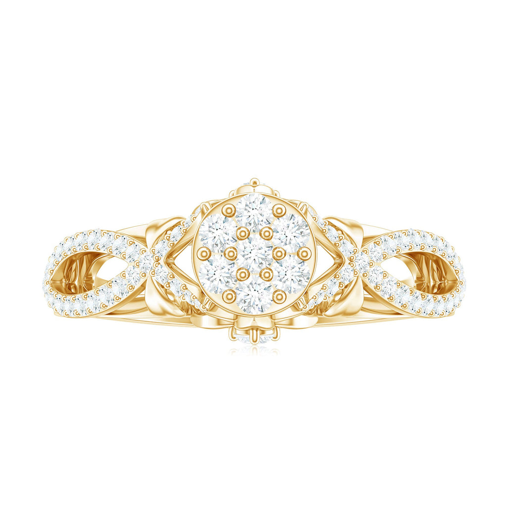 3/4 CT Cubic Zirconia Designer Engagement Ring in Gold
