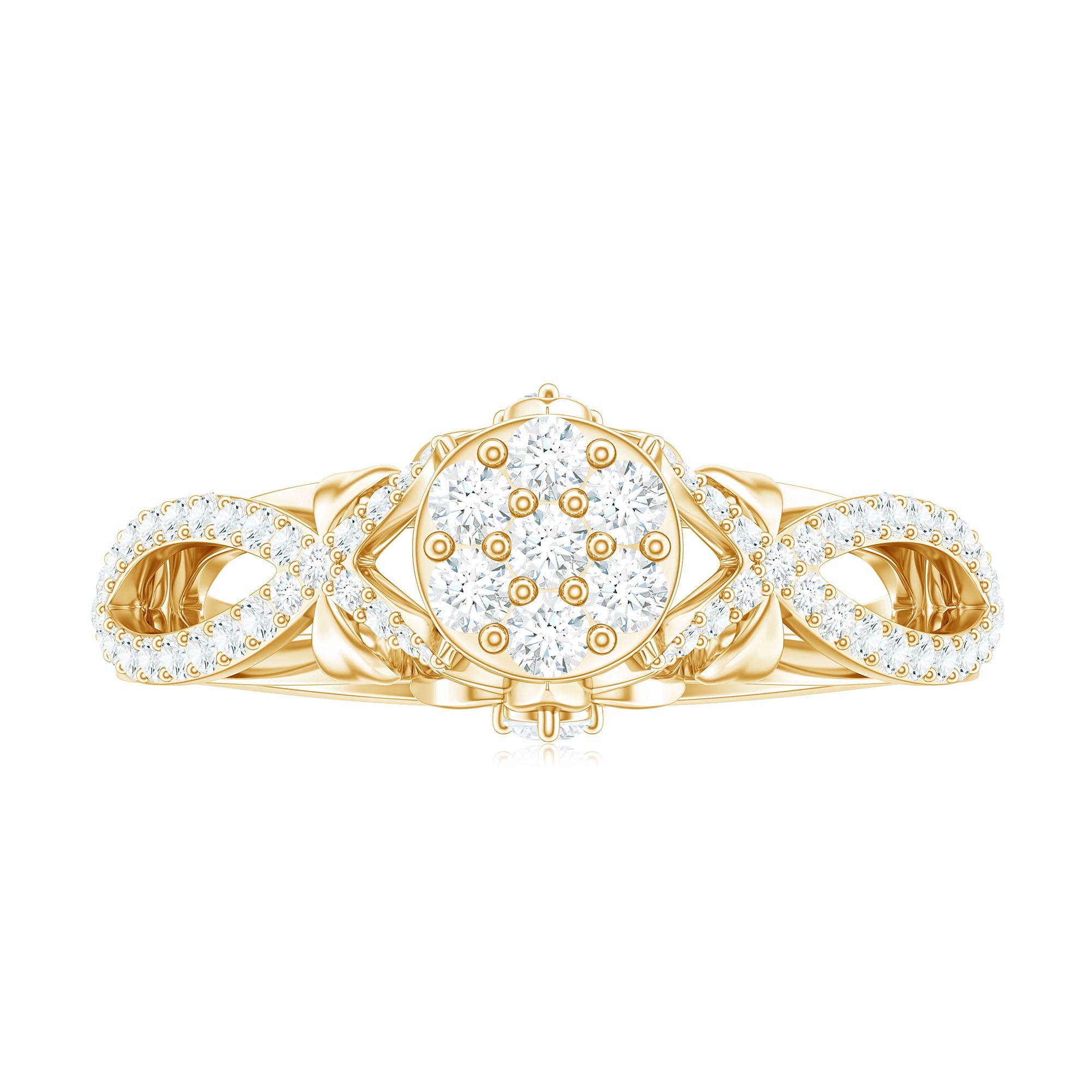 3/4 CT Cubic Zirconia Designer Engagement Ring in Gold
