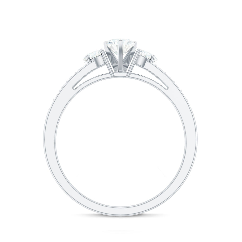 Heart Shape Zircon Anniversary Ring with Side Stones