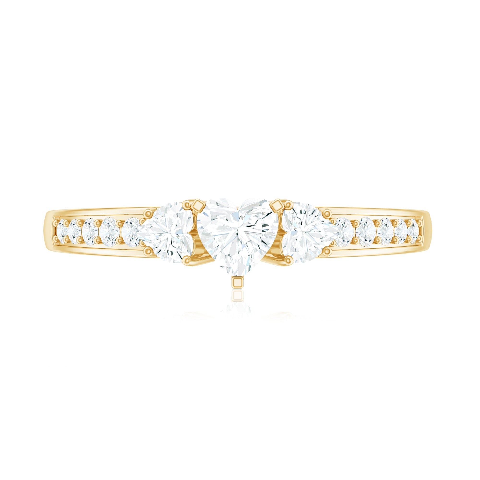 Heart Shape Zircon Anniversary Ring with Side Stones