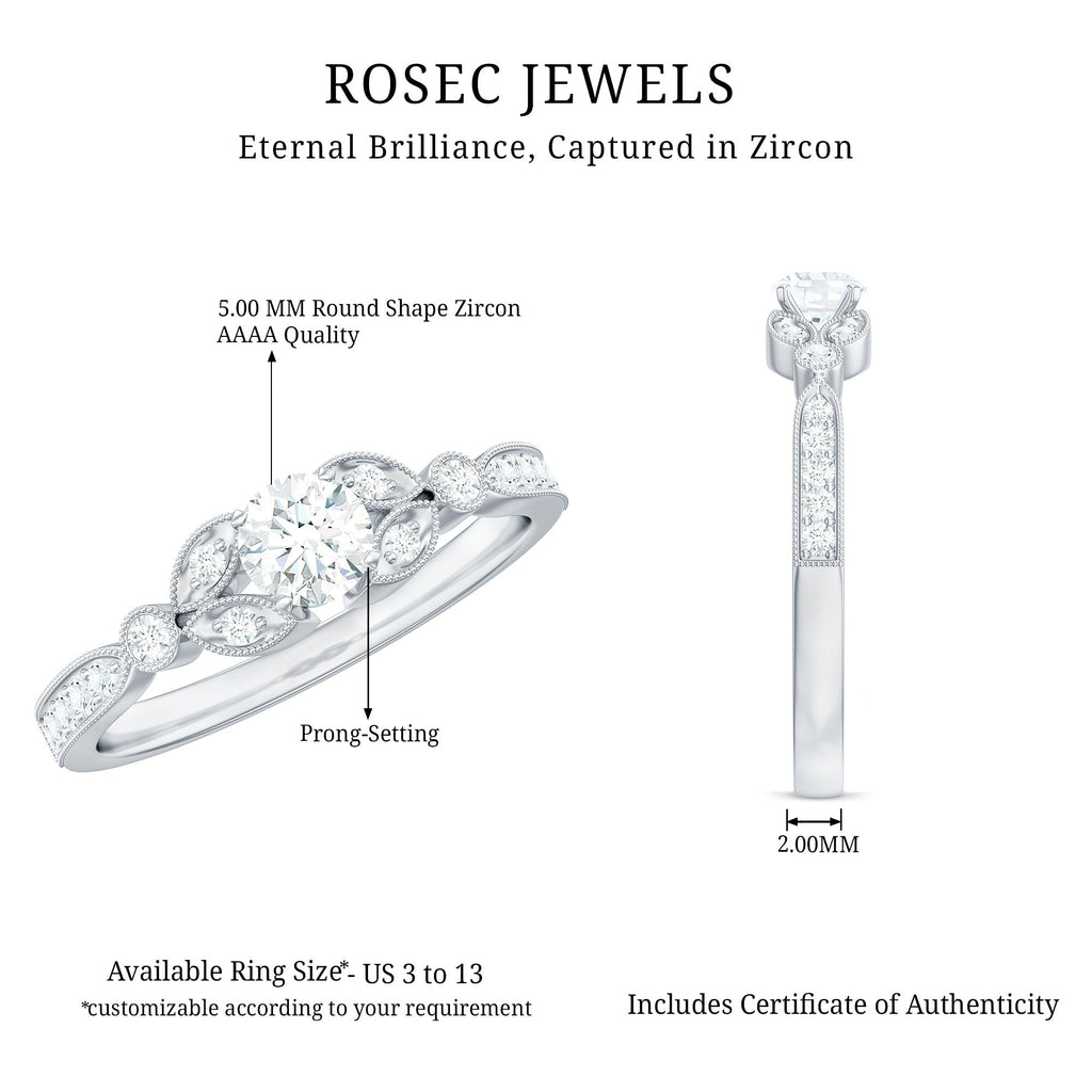 3/4 CT Vintage Inspired Zircon Engagement Ring in Gold