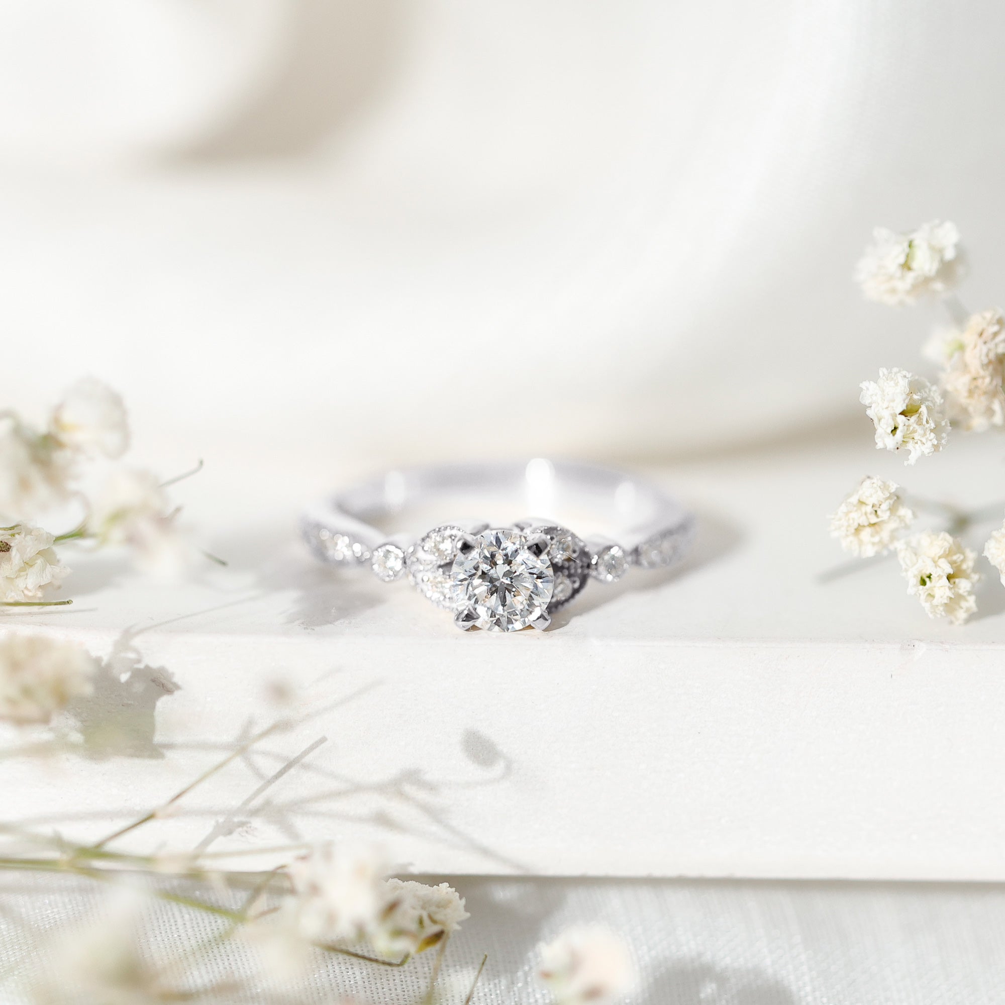 3/4 CT Vintage Inspired Zircon Engagement Ring in Gold
