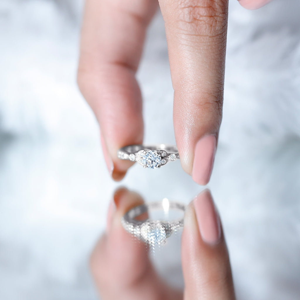 3/4 CT Vintage Inspired Zircon Engagement Ring in Gold