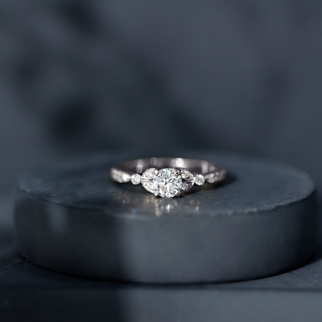 3/4 CT Vintage Inspired Zircon Engagement Ring in Gold