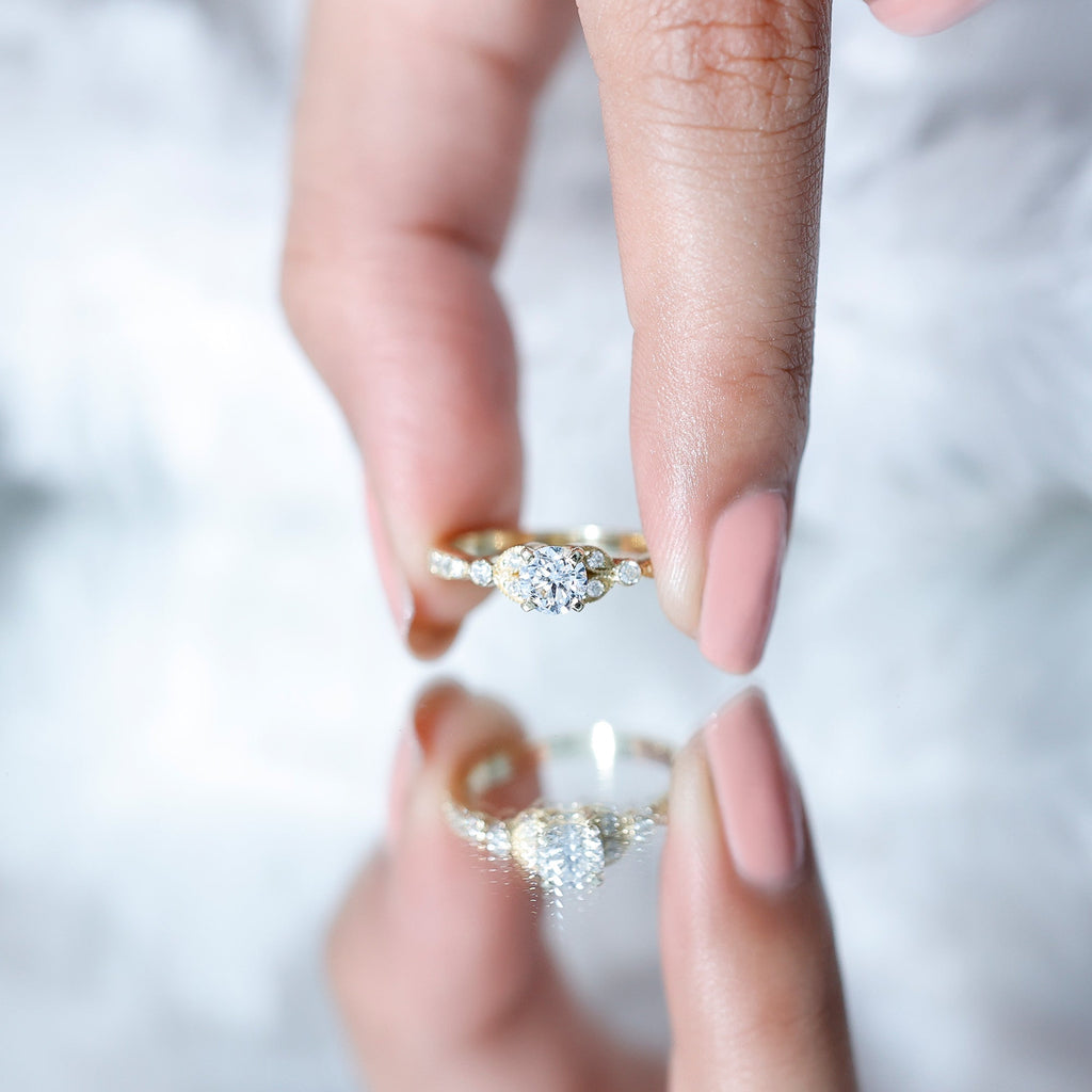 3/4 CT Vintage Inspired Zircon Engagement Ring in Gold