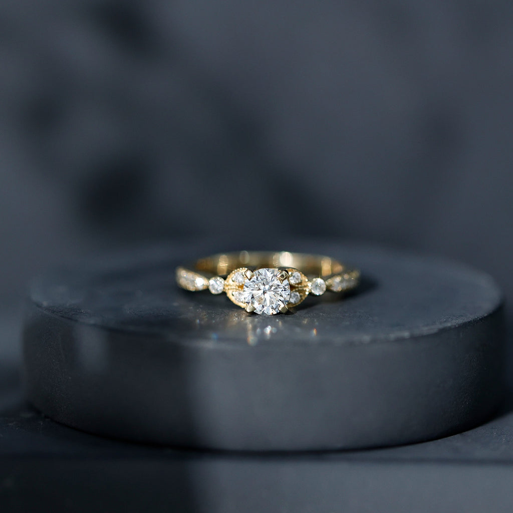 3/4 CT Vintage Inspired Zircon Engagement Ring in Gold