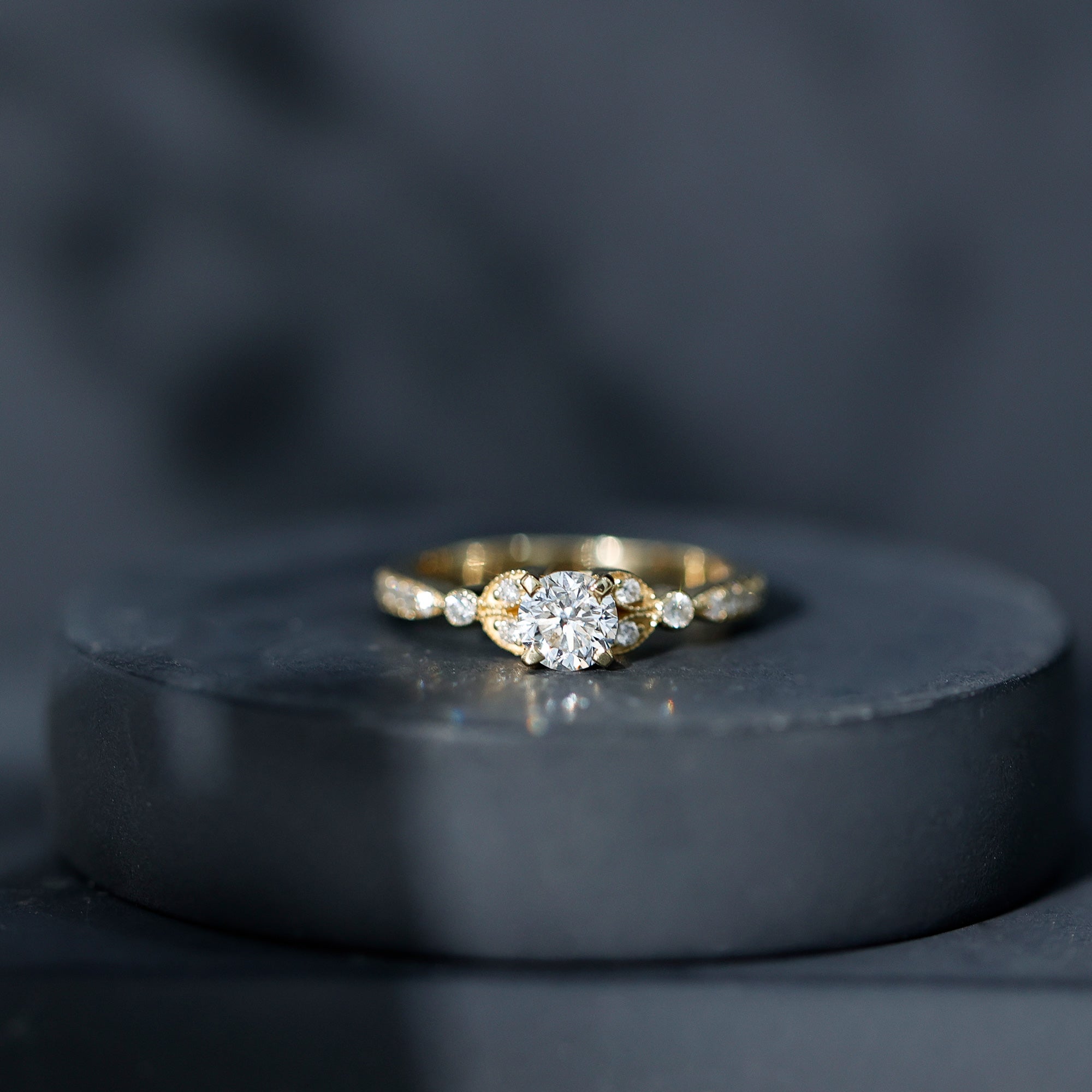 3/4 CT Vintage Inspired Zircon Engagement Ring in Gold