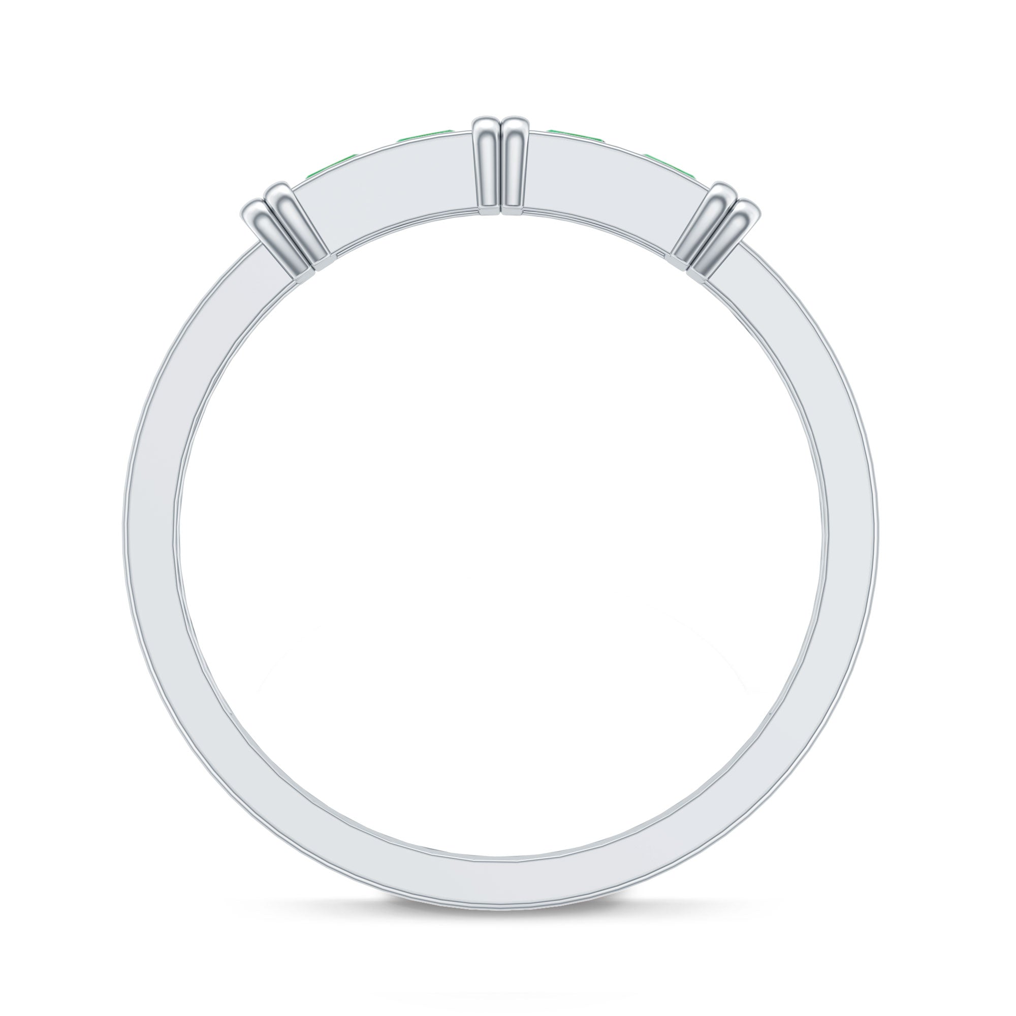Princess Cut Real Emerald Band Ring in Channel Setting