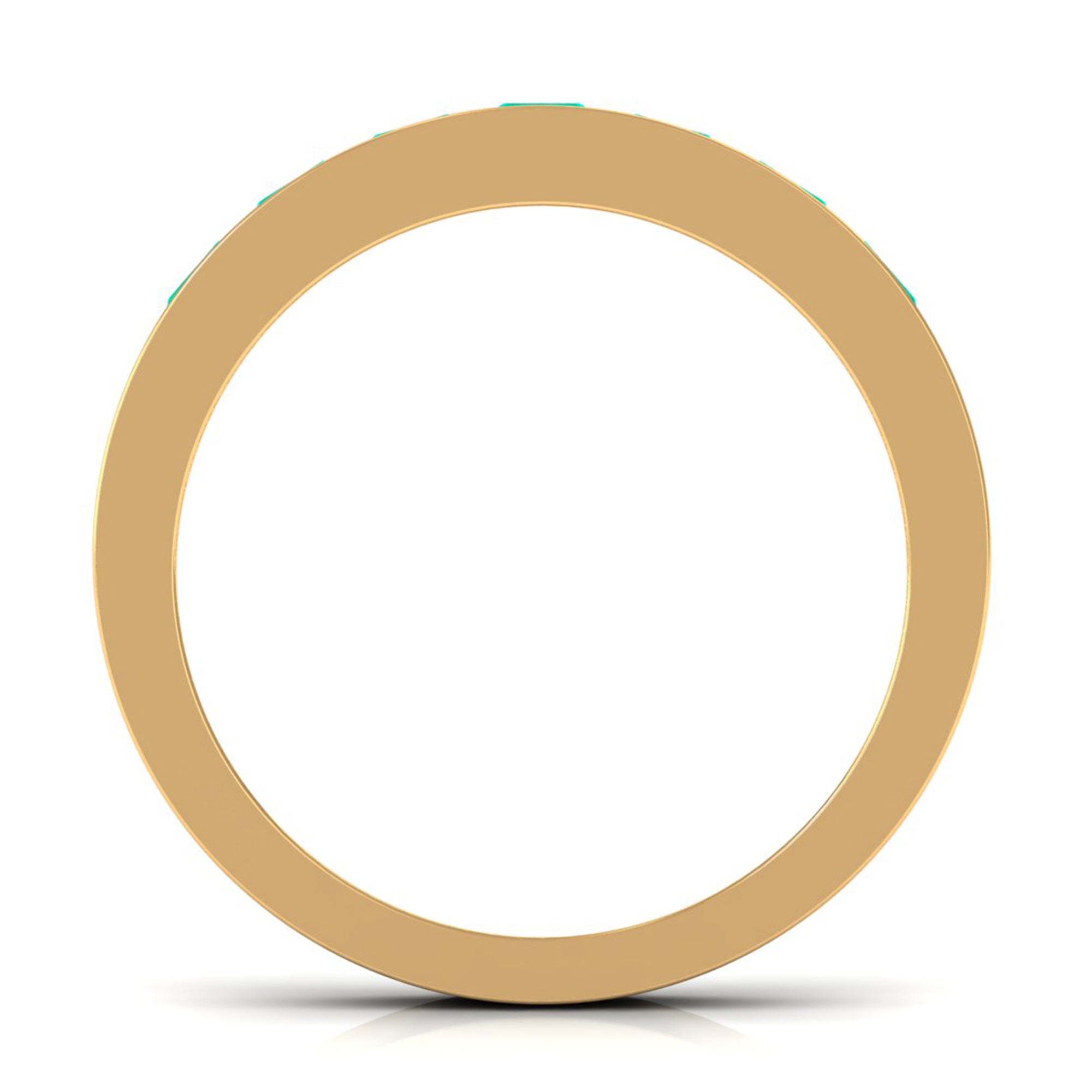 Princess Cut Created Emerald Half Eternity Band Ring in Channel Setting