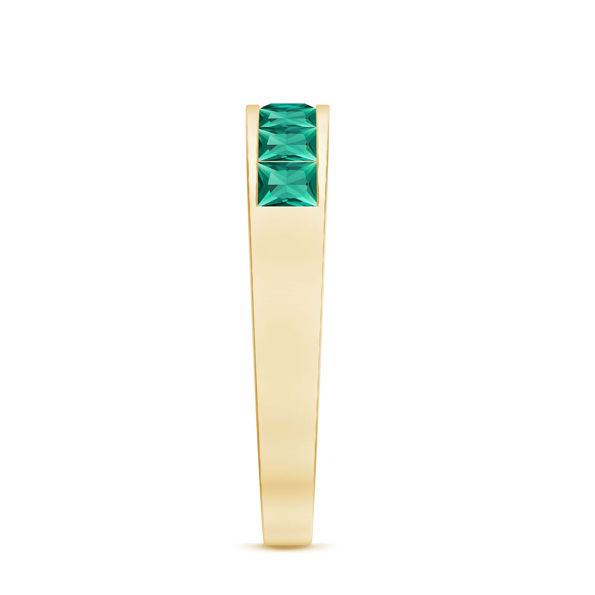 Princess Cut Created Emerald Half Eternity Band Ring in Channel Setting