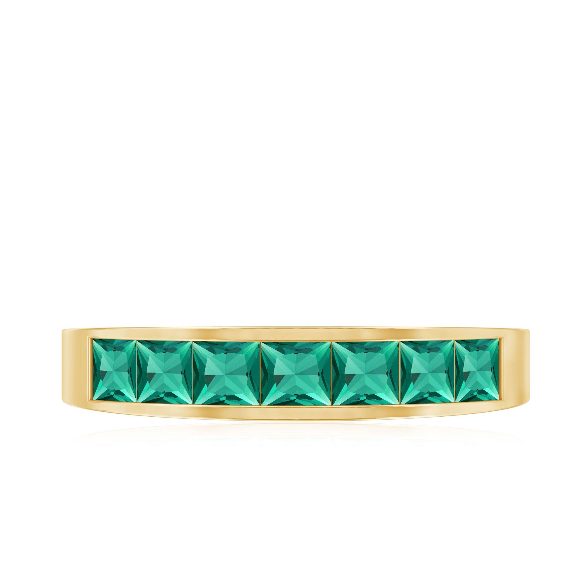 Princess Cut Created Emerald Half Eternity Band Ring in Channel Setting