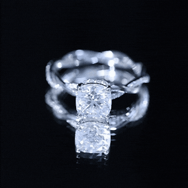 8 MM Moissanite Cushion Cut Hidden Halo Engagement Rings