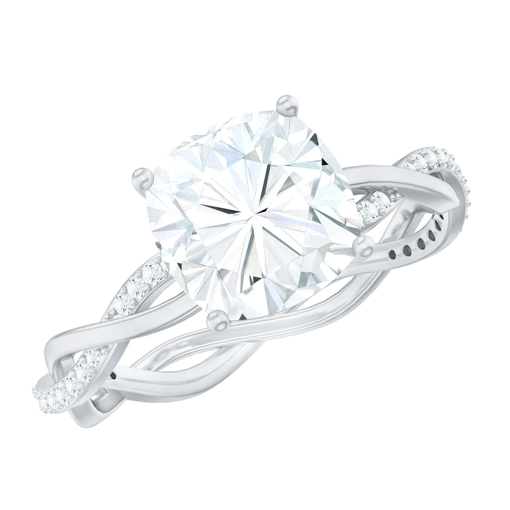 8 MM Moissanite Cushion Cut Hidden Halo Engagement Rings