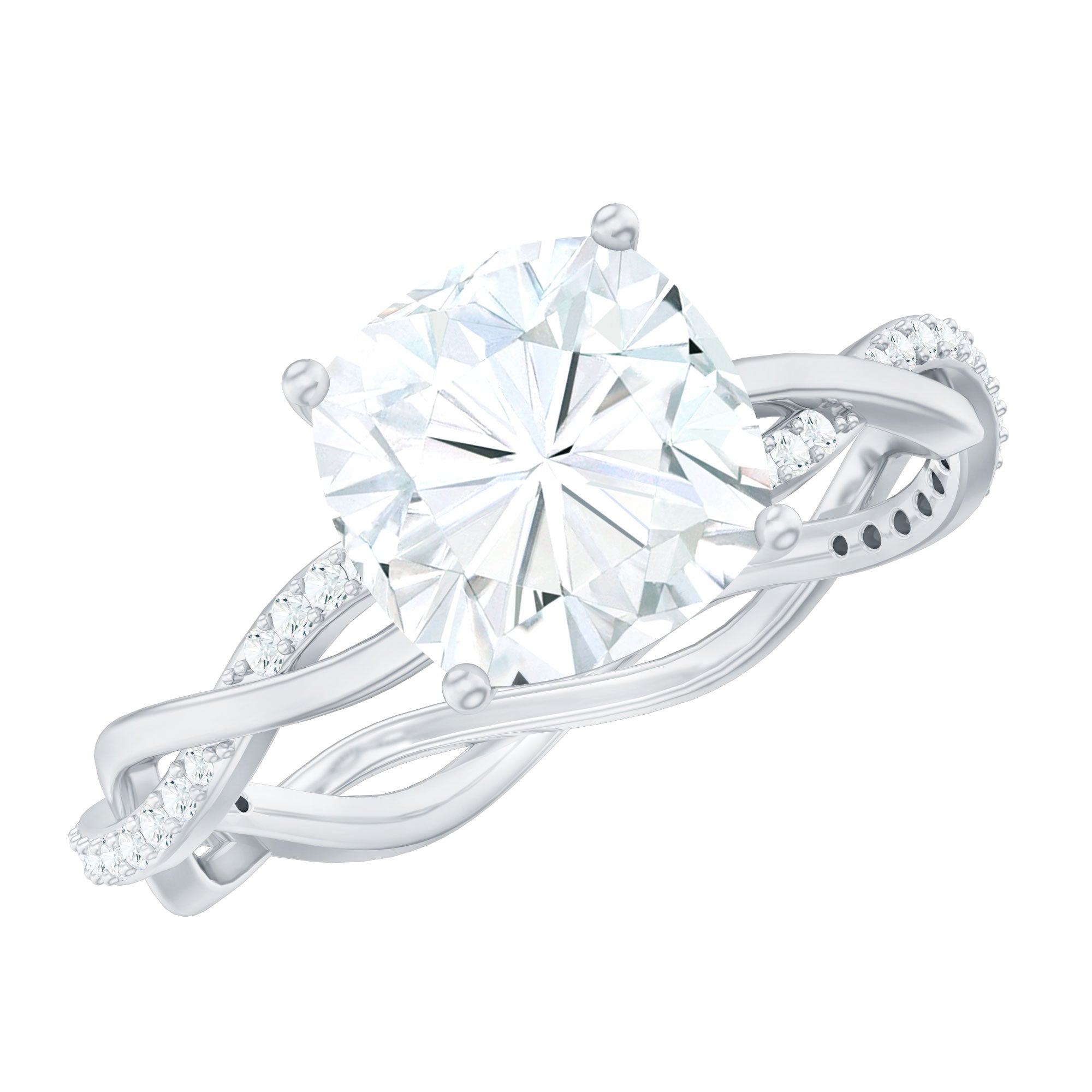 8 MM Moissanite Cushion Cut Hidden Halo Engagement Rings