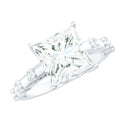 Princess Cut Moissanite Solitaire Engagement Ring with Spaced Accent