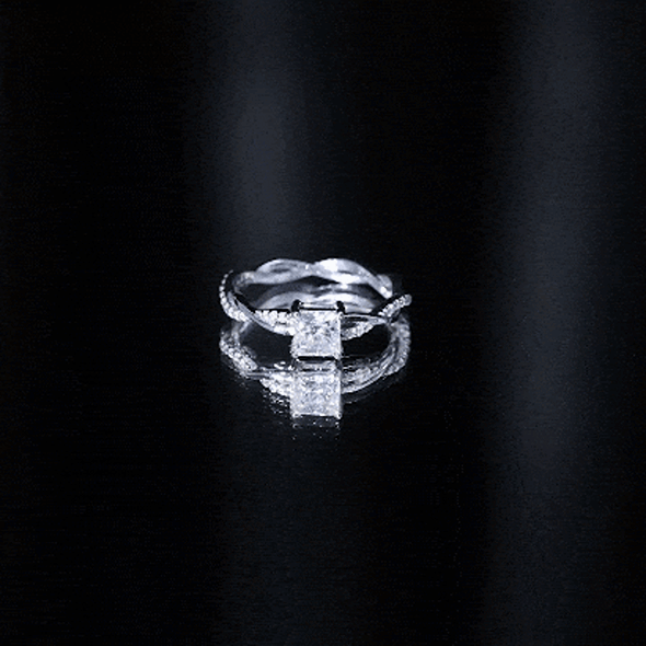 Princess Cut Moissanite Solitaire Braided Promise Ring