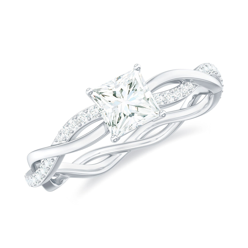 Princess Cut Moissanite Solitaire Braided Promise Ring