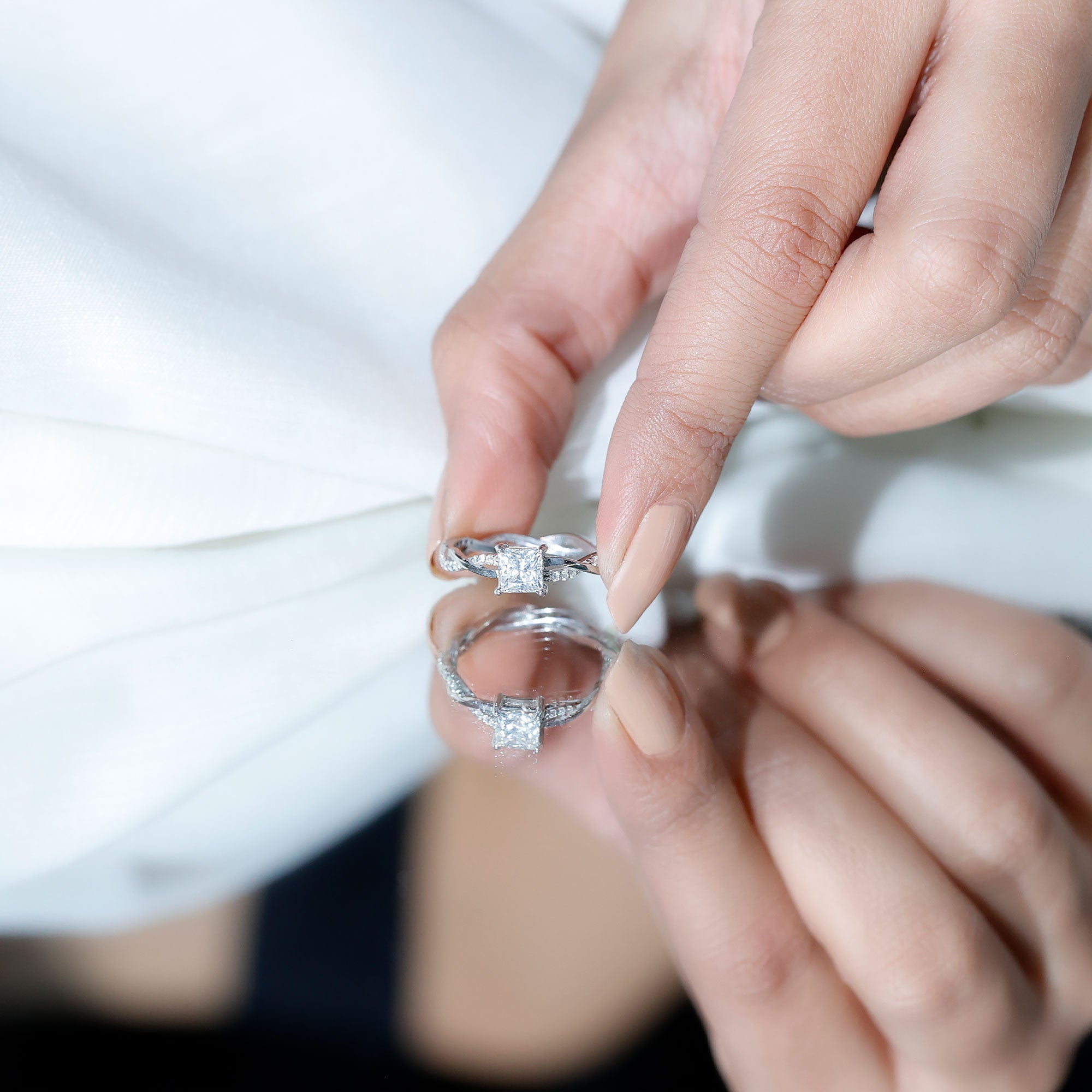 Princess Cut Moissanite Solitaire Braided Promise Ring
