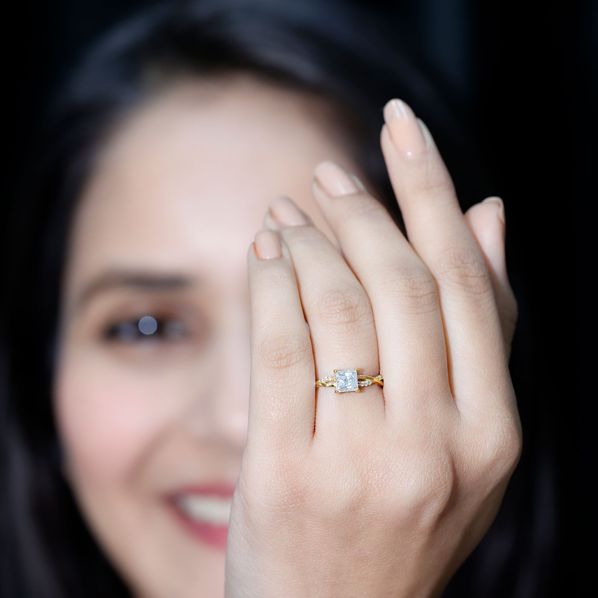 Princess Cut Moissanite Solitaire Braided Promise Ring