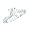 Certified Moissanite Emerald Cut Engagement Ring with Hidden Halo