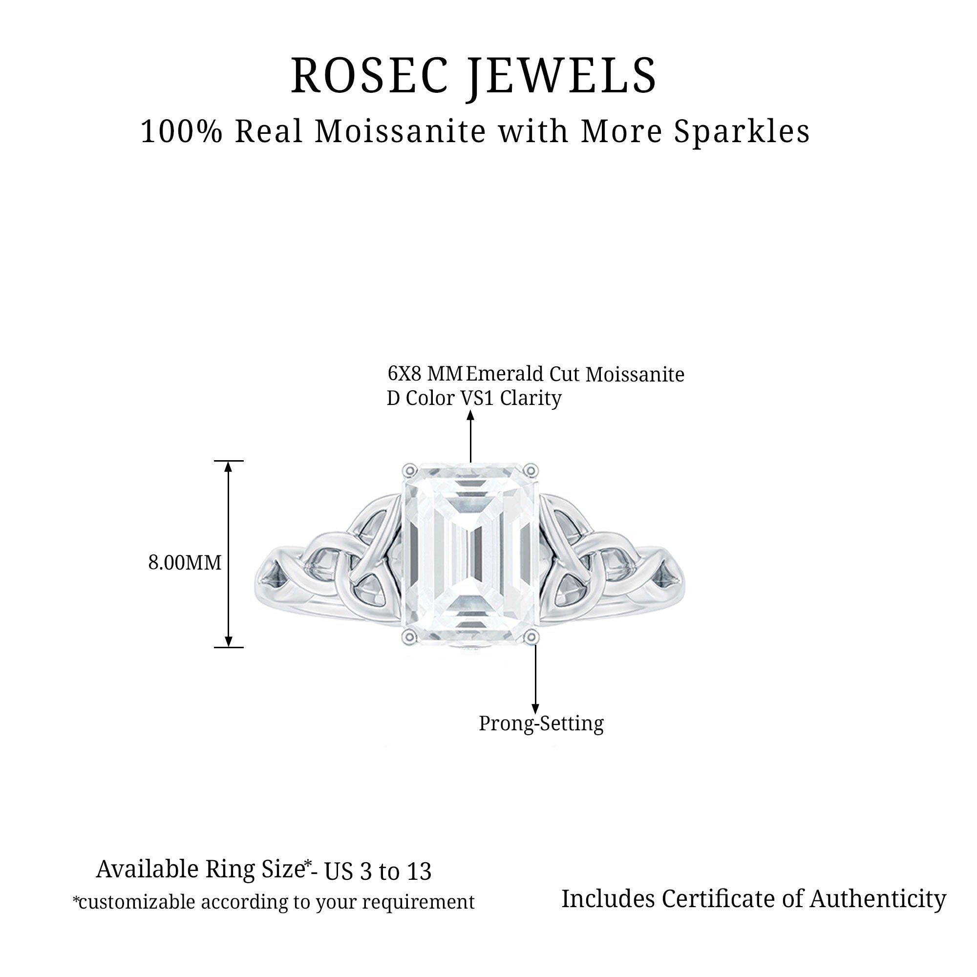 2 CT Moissanite Engagement Ring with Celtic Details