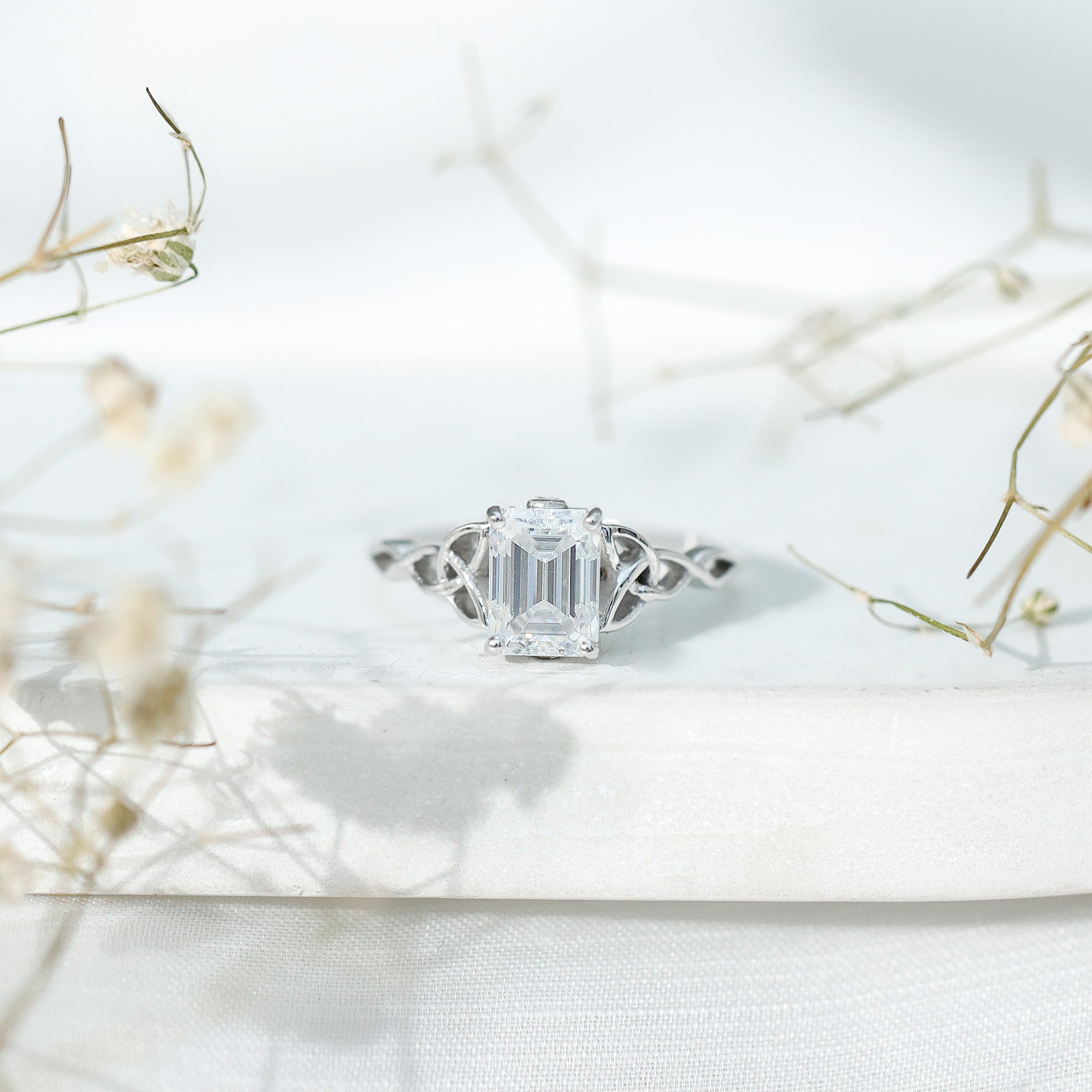 2 CT Moissanite Engagement Ring with Celtic Details